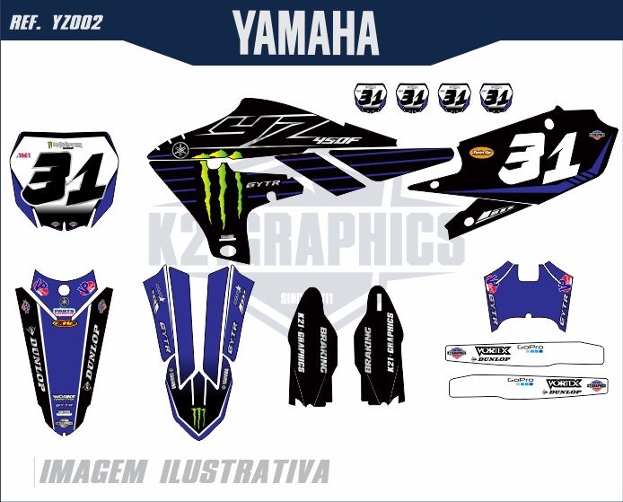 Ref YZ002 Kit Gr fico Personalizado Adapt vel A Todos Os Modelos 